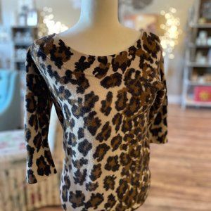 Leopard Lucky Brand wool and cashmere scoop neck sweater